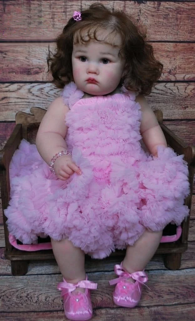 NPK 24 Zoll Lebensechte Reborn Kleinkind-Puppe Prinzessin Charlotte Hochwertig Handbemalt Realistisches Kinderspielzeug mit Sichtbaren Venen Image