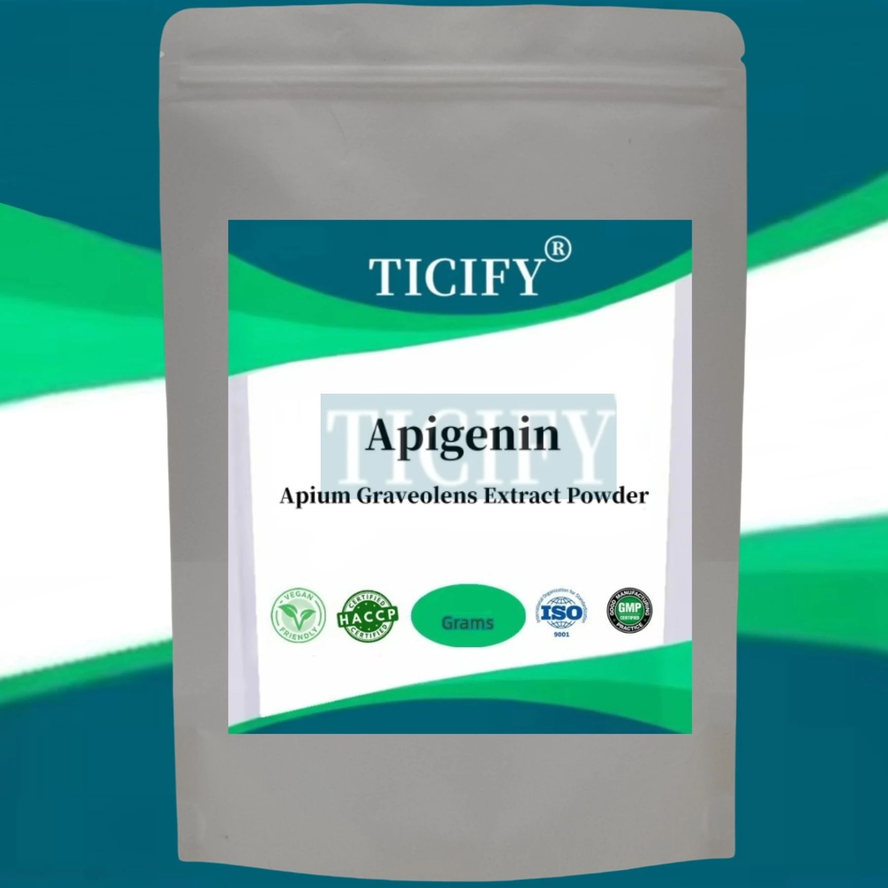 Globaler schneller Versand, kundenspezifische Verpackung, Apigenin 100 % Sellerie-Extrakt-Pulver in 4-lagigen inneren Plastiktüten, Aluminiumfolienbeutel Image