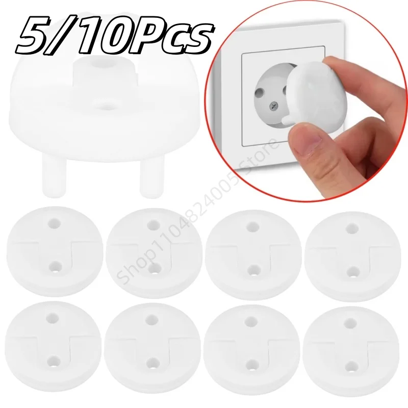 5/10Pcs Baby Sicherheit Steckdose Abdeckungen ABS Abdeckung Europäischen Standard Anti-elektrische Schock Steckdose Abdeckung Baby Sicher doppel Schutz Image