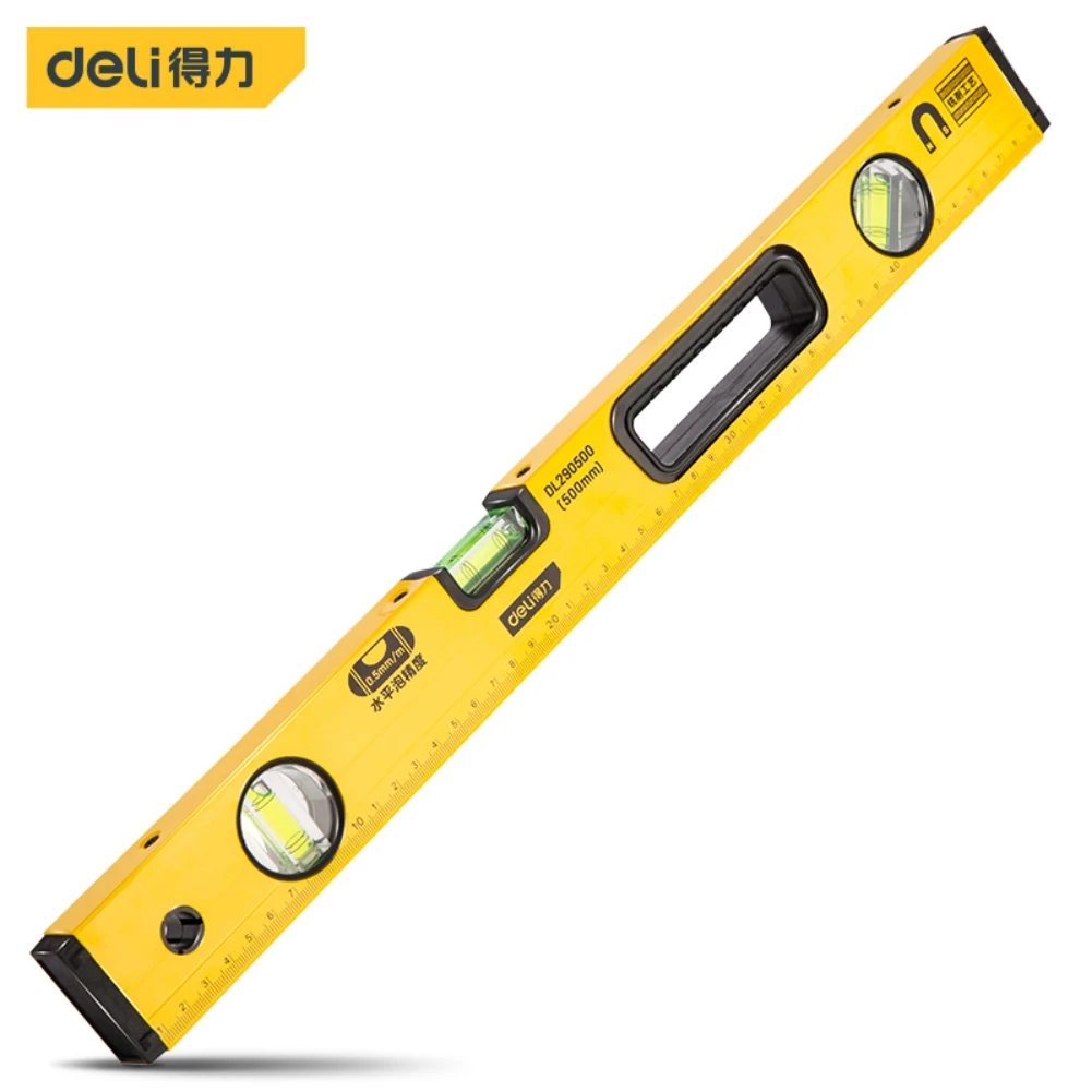 Deli Livella a bolla ad alta precisione Righello magnetico ad alto cuscinetto Bolle a leva Righello orizzontale antiruggine Righello di equilibrio a livella a bolla