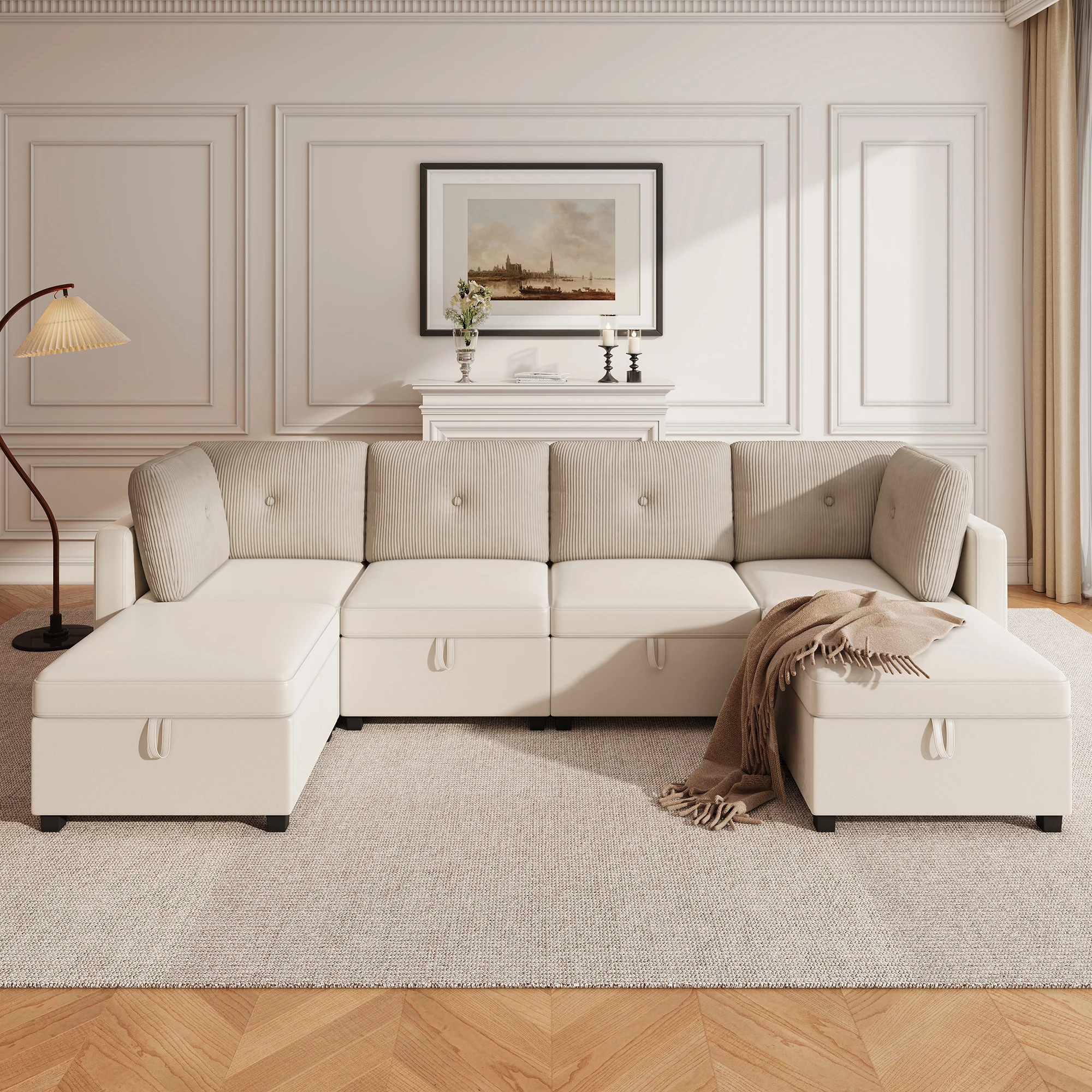 KOMHTOM Moduliges Modulares U Formiges Wohnzimmer Ecksofa Mit Stauraum Verwandelbar Image