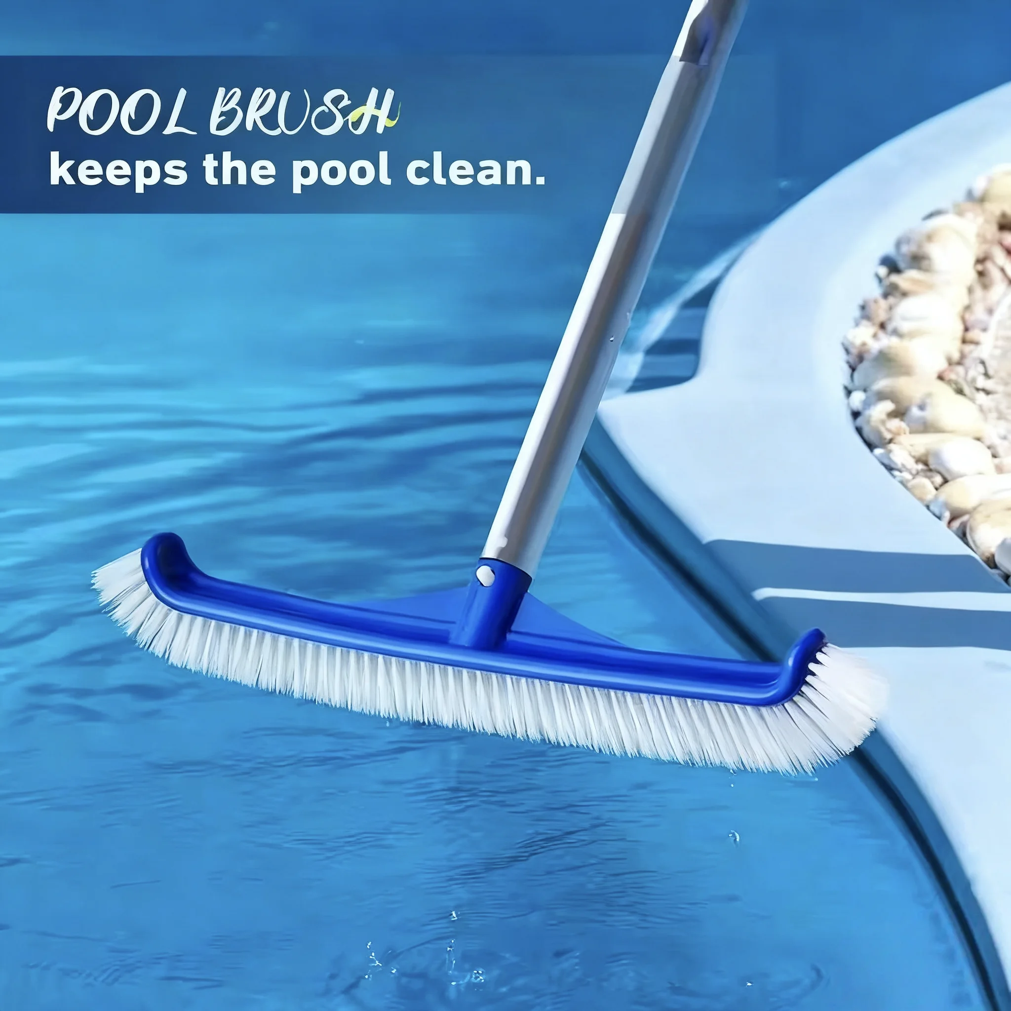 1 Stück 17,5'' Professionelle Poolreinigungsbürste - Starke abgewinkelte Borsten für eingelassene und oberirdische Pools Image