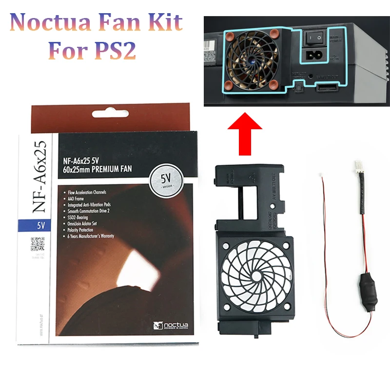 Für Playstation2 Fat Konsole Stille Upgrade Lüfter Halterung Noctua Fan Kit Lüfter Für PS2 Retro konsole (SCPH-3XXXX & SCPH-5XXXX)
