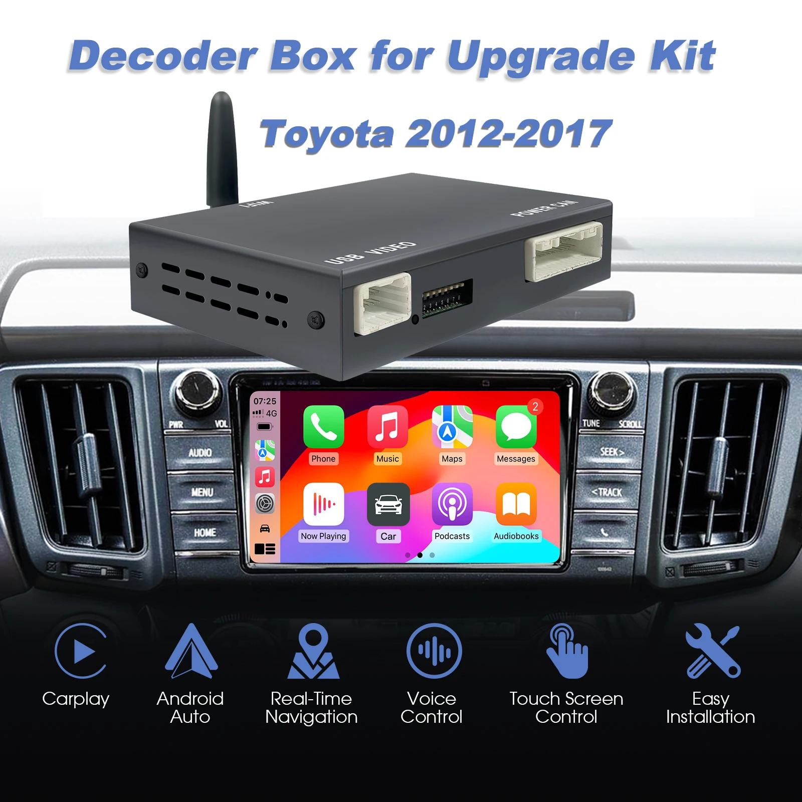 Drahtlose CarPlay Android Auto Decoder Box Retrofit Kit für Toyota Touch2 Entune2 System 2014-2019 Modelle Plug Play Installation Image