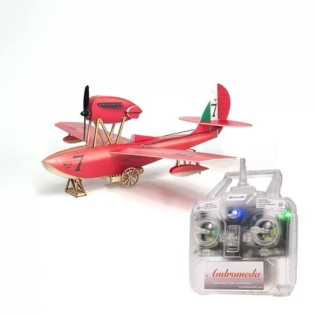 MinimumRC Macchi M-33 RC Seaplane 4 Channel 2.4GHz Gyro Stabilized Flying Boat Remote Control Airplane Toy Gift 390mm Wingspan Fixed Wing with Water Landing 1 Battery (Left-Hand Throttle)