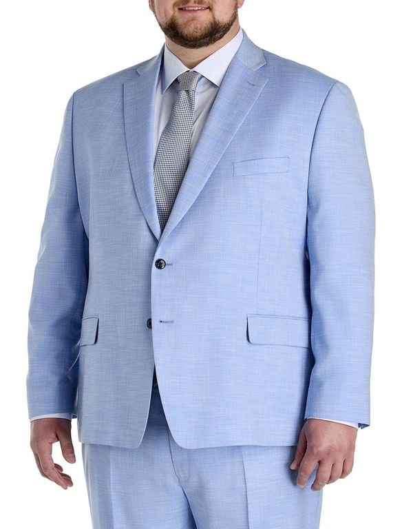 Big & Tall Textured Solid Suit Jacket - Blue - Michael Kors Jackets