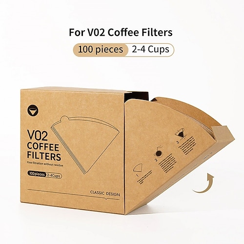 40/100 pezzi di filtri di carta per caffè usa e getta in carta naturale, filtri a goccia a forma di V per 1-4 tazze, accessori per bar e casa, strumenti per il caffè, 1-2/2-4 porzioni