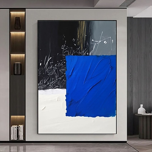 grande dipinto astratto dipinto a mano arte murale blu pittura con texture blu arte murale astratta blu grande dipinto astratto nero blu bianco decorazione murale boho soggiorno arte murale