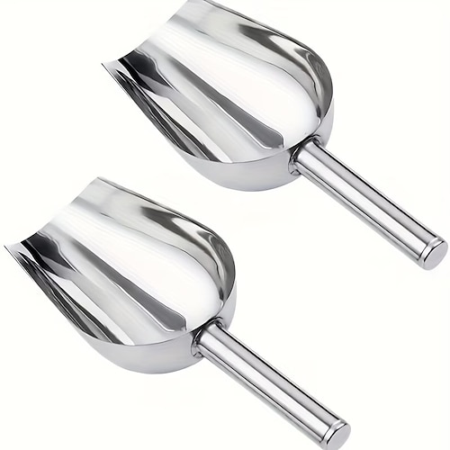 2 palette per il ghiaccio, palette da cucina, adatte per macchine per il ghiaccio, piccole palette per alimenti, adatte per bar, feste, matrimoni, cibo per cani, acciaio inossidabile argento