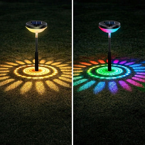 1 confezione di luci solari da vialetto luminose, luci solari a LED RGB con cambio colore luce bianca calda per esterni, luci solari da vialetto impermeabili IP67, luci da giardino a energia solare per vialetti, cortili e giardini.