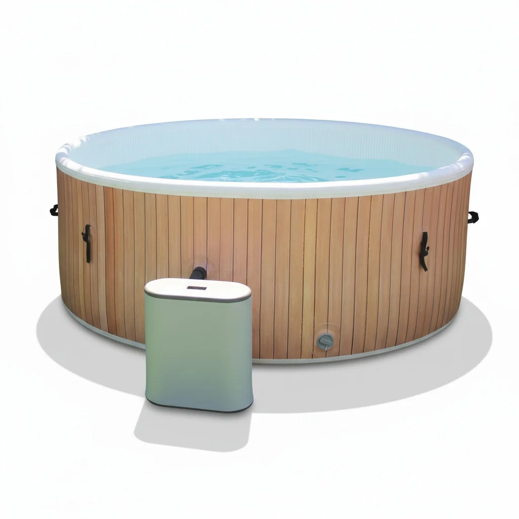 Aufblasbarer Spa-Pool, Runder Dropstitch PVC-Whirlpool, Tragbarer Beheizter Pool mit Abdeckung, 180*65cm 200*65cm 250*65cm Outdoor-Garten-Spa Image