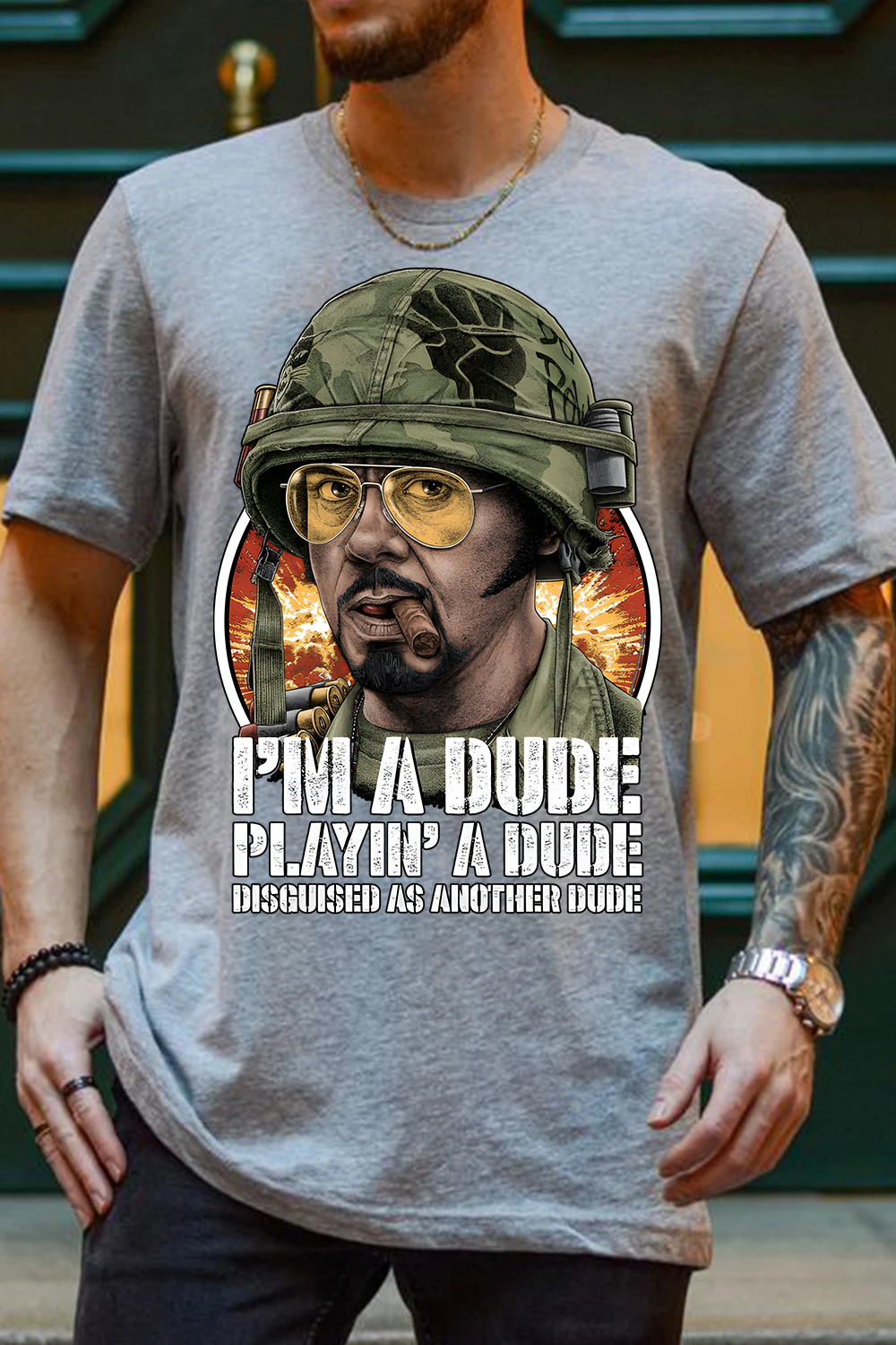 Sommerliches, lässiges, übergroßes Baumwoll-T-Shirt für Herren und Damen mit Tropic Thunder-Grafik, kurzärmelig, Streetwear, Hip-Hop, Harajuku-Kleidung, T-Shirts Image