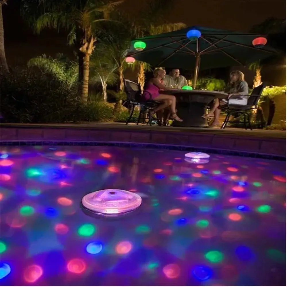 Schwimmende Unterwasser-LED-Disco-Licht, Glow Show, Schwimmbad, Whirlpool, Spa-Lampe, batteriebetrieben, mehrfarbige Unterwasserbeleuchtung Image