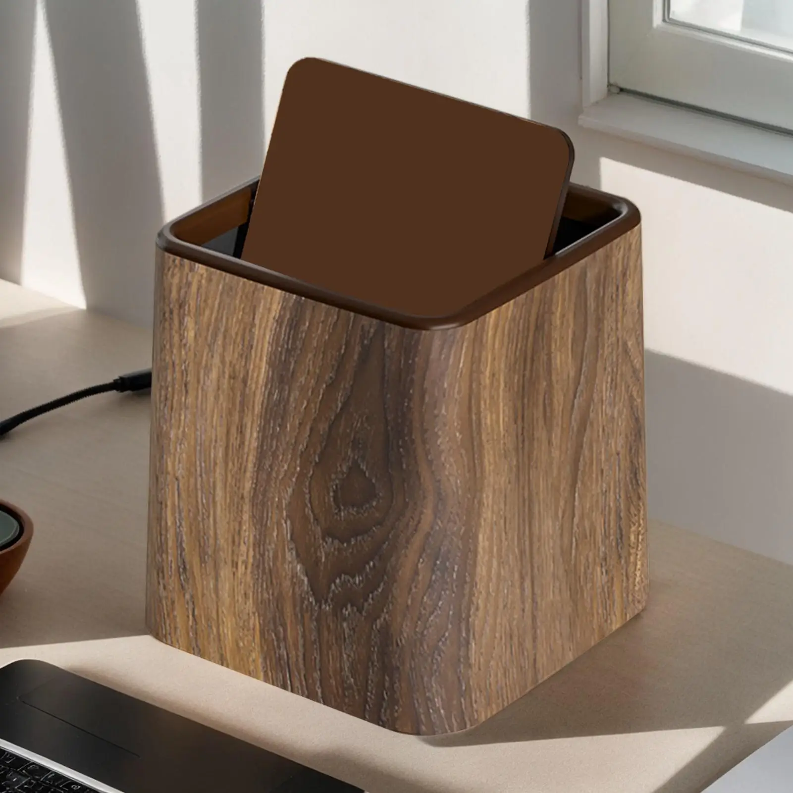 Schlafzimmer-Mülleimer, kleiner Abfalleimer, Schreibtisch-Deko, Mülleimer mit Deckel, platzsparender Aufbewahrungsbehälter, Desktop-Zubehör für Schlafzimmer