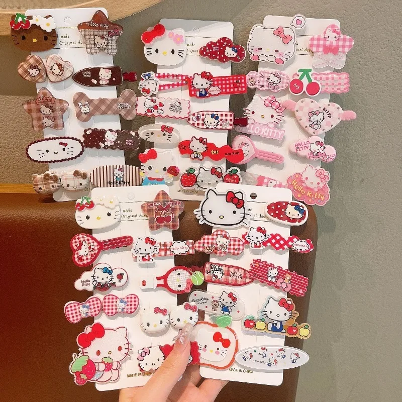 10 Stück KT Katzen-Mädchen-Haarspangen im koreanischen Stil, niedliche Haar-Accessoires, Hello Kitty Haarspange, Baby-Pony-Haarspange, Kinder-Haar-Accessoire