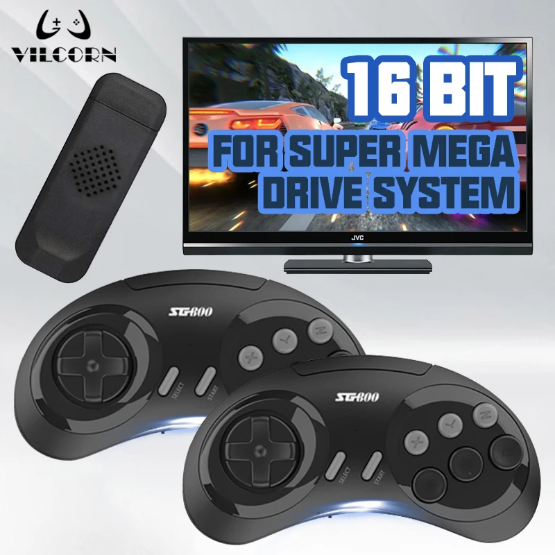 VILCORN MD-Mini 16Bit Video Game Console For SEGA Genesis Mega NES FC Everdrive 4K Game Stick Retro System Dendy TV Game Console