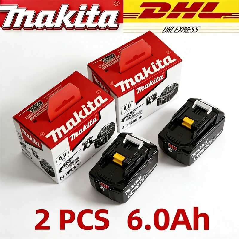 6000mAh Original Makita 18V 6,0Ah Akku mit Ladegerät-Set für Makita 18V Elektrowerkzeuge DDF487 DTW700 GBA404 DUC150Z DHR183Z Image