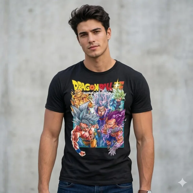 Dragon Ball Super T-Shirt Herren Sommer Goku Vegeta Gohan Beast Group Grafik Kurzarm Streetwear Loose Fit Anime Fan Top