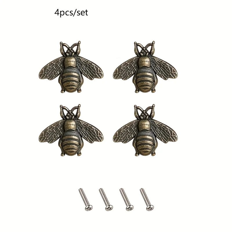 4 Stück Vintage Antik Polierte Bienen-Schrankgriffe Retro Bienenstock-Stil Stabförmige Schubladengriffe für Heimdekoration und Küchenschränke
