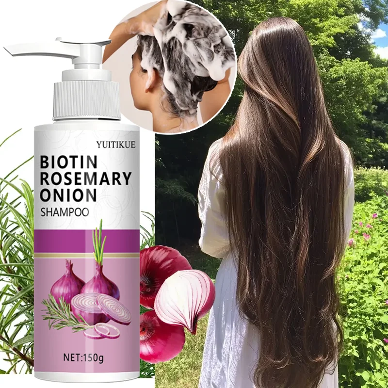 YUITIKUE Biotin-Rosmarin-Zwiebel-Shampoo | Stärkt die Haarwurzeln, pflegt die Kopfhaut, für dünner werdendes Haar 150g Image