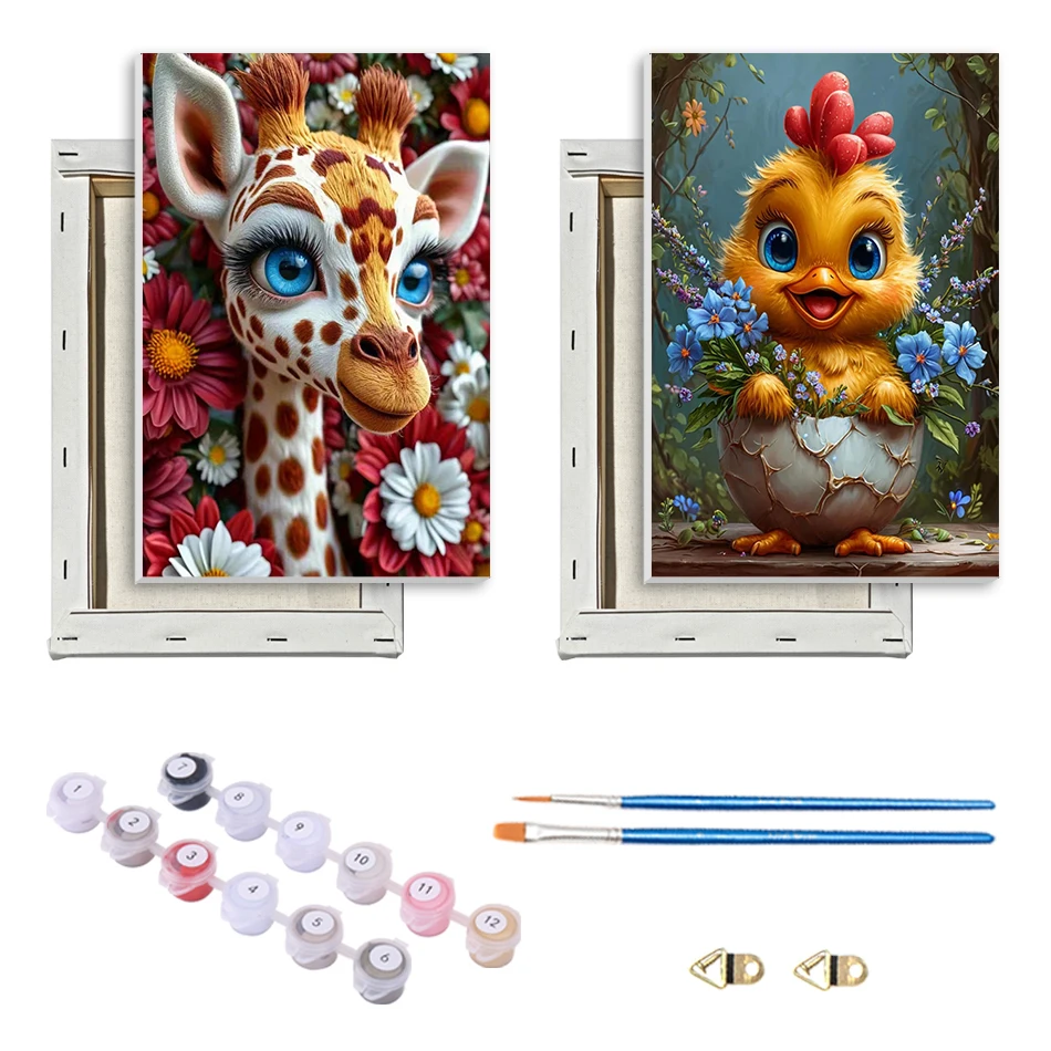 SDOYUNO Malen nach Zahlen, einfaches Zeichnen für Anfänger, Tiere, Acrylfarben, 20 x 30 cm, mit Rahmen, Kunsthandwerk, handgefertigt Image