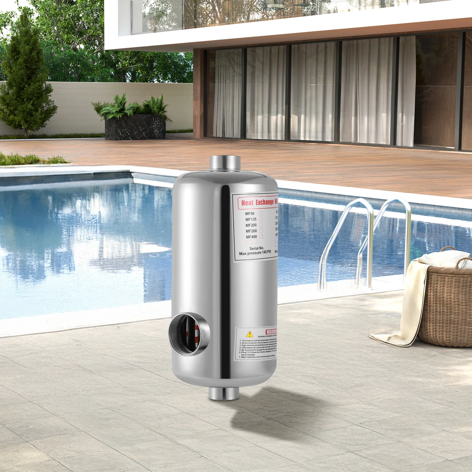 Pool-Heizwärmetauscher, 150m³ Kapazität für Schwimmbad, Whirlpool, Salzwasser & Spa, geeignet für Schneeschmelzen & Luftheizung Image