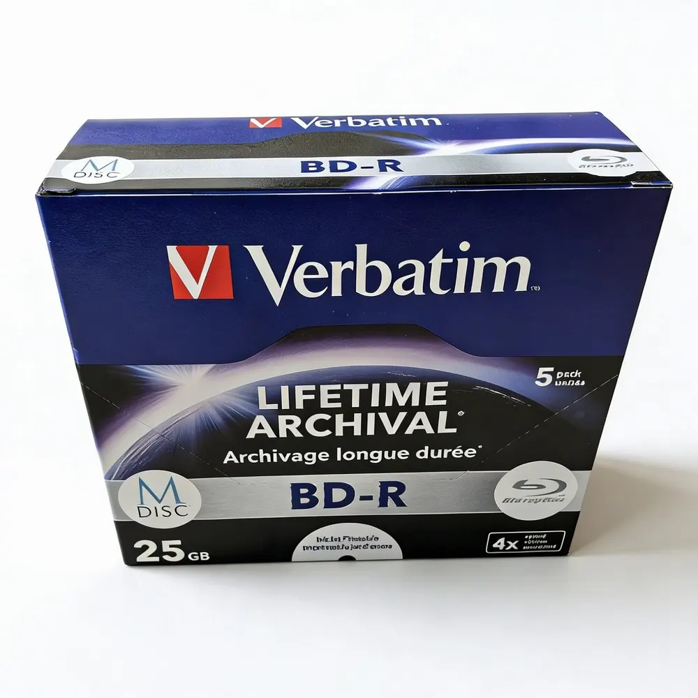 5 Stück Verbatim MDisc M-Disc Blu Ray BDR Blu-Ray Disc BD-R 25 GB lebenslanger Archiv-Injet-bedruckbar 4X Archivage Longue Duree Image