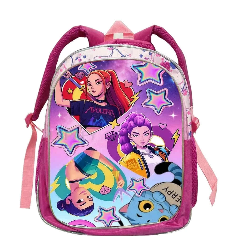 Sacs d'école KPop Demon Hunters de 12 pouces, Rumi Mira Zoey HUNTR/X Saja, sacs à dos pour garçons et filles, rose doux, Mochilas, sacs d'école de dessin animé