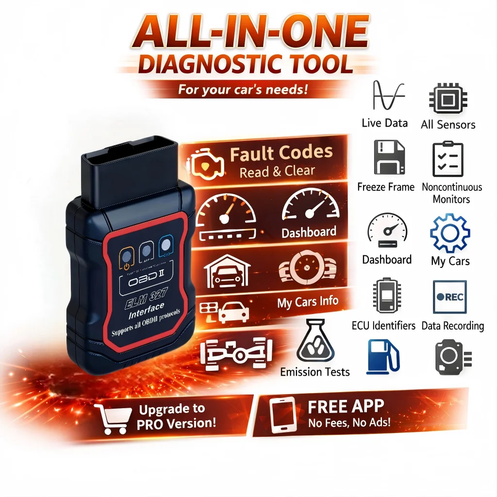 2026 Neuer ELM327 OBD2 Scanner Bluetooth Auto-Diagnosegerät für Android/iOS Codeleser Kfz-Fehlerdetektor Image