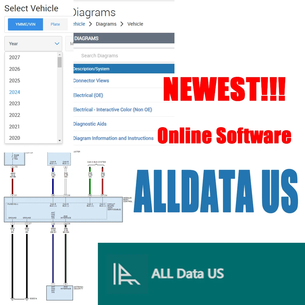 2026 Alldata US Vollversion Online Login-Konto Schaltpläne Reparatursoftware All Data Werkstatt-Reparatur-Essential-Tool Image