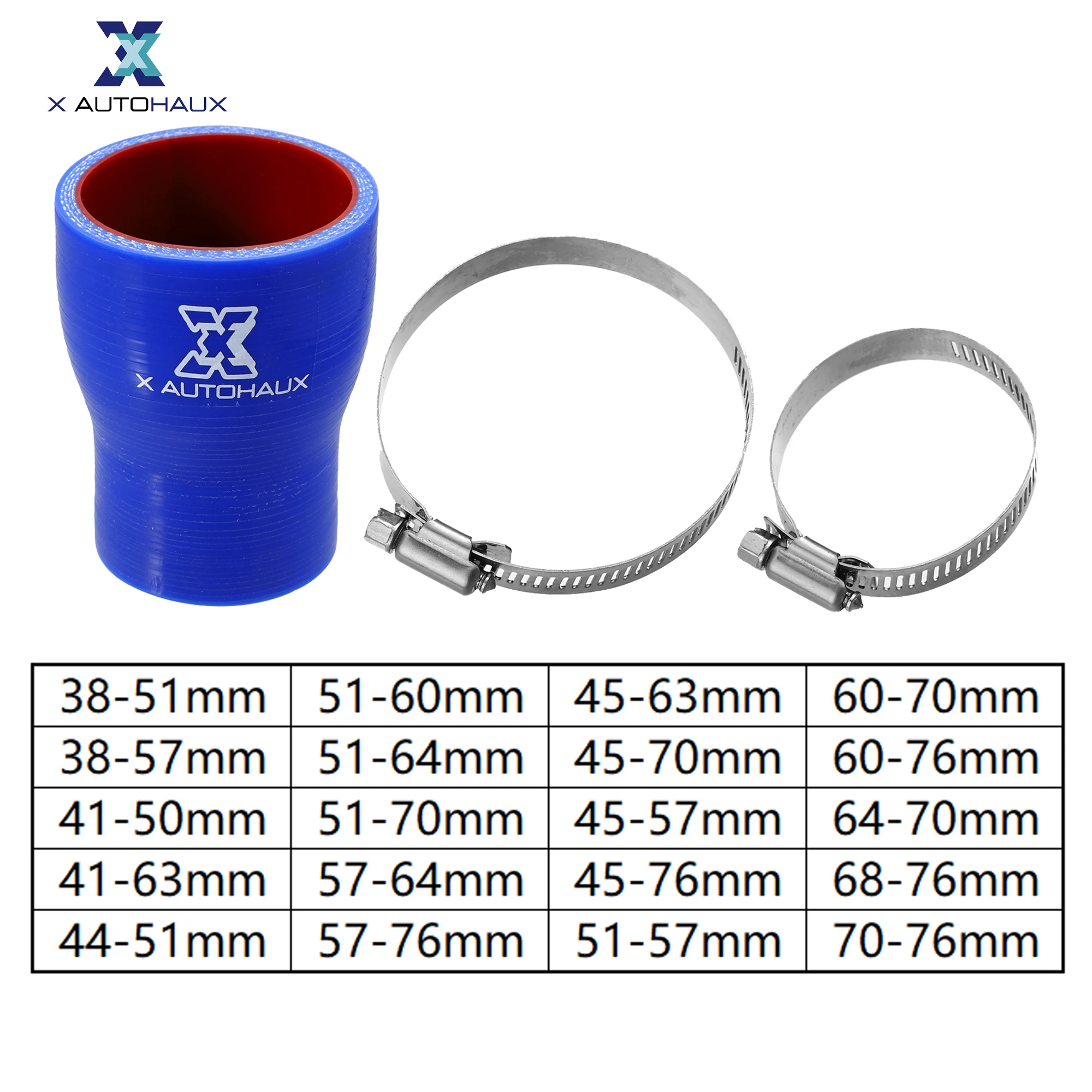 X Autohaux 38–51 mm 45–63 mm 51–60 mm 60–70 mm Innendurchmesser, gerader Silikon-Reduzierschlauch, Silikonschlauchkupplung, Ladeluftkühlerrohr, 29 Größen