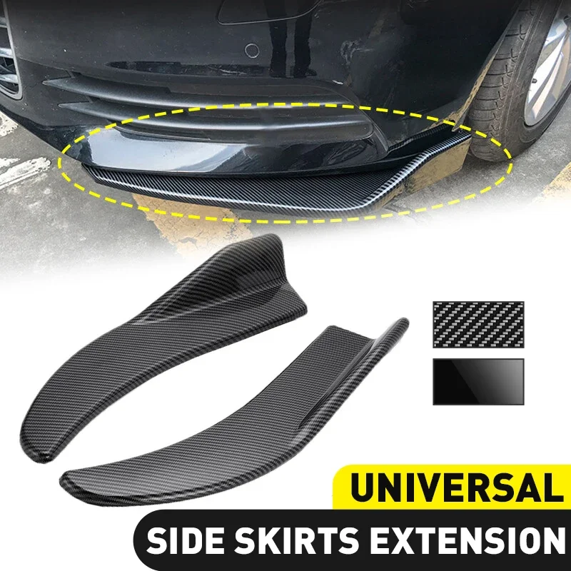 1 paar Universal Schwarz/Auto Carbon Faser Bildschirm Auto Stoßstange Spoiler Front Lip Anti-Kollision Für BMW Mercedes-Benz Toyota Audi Image