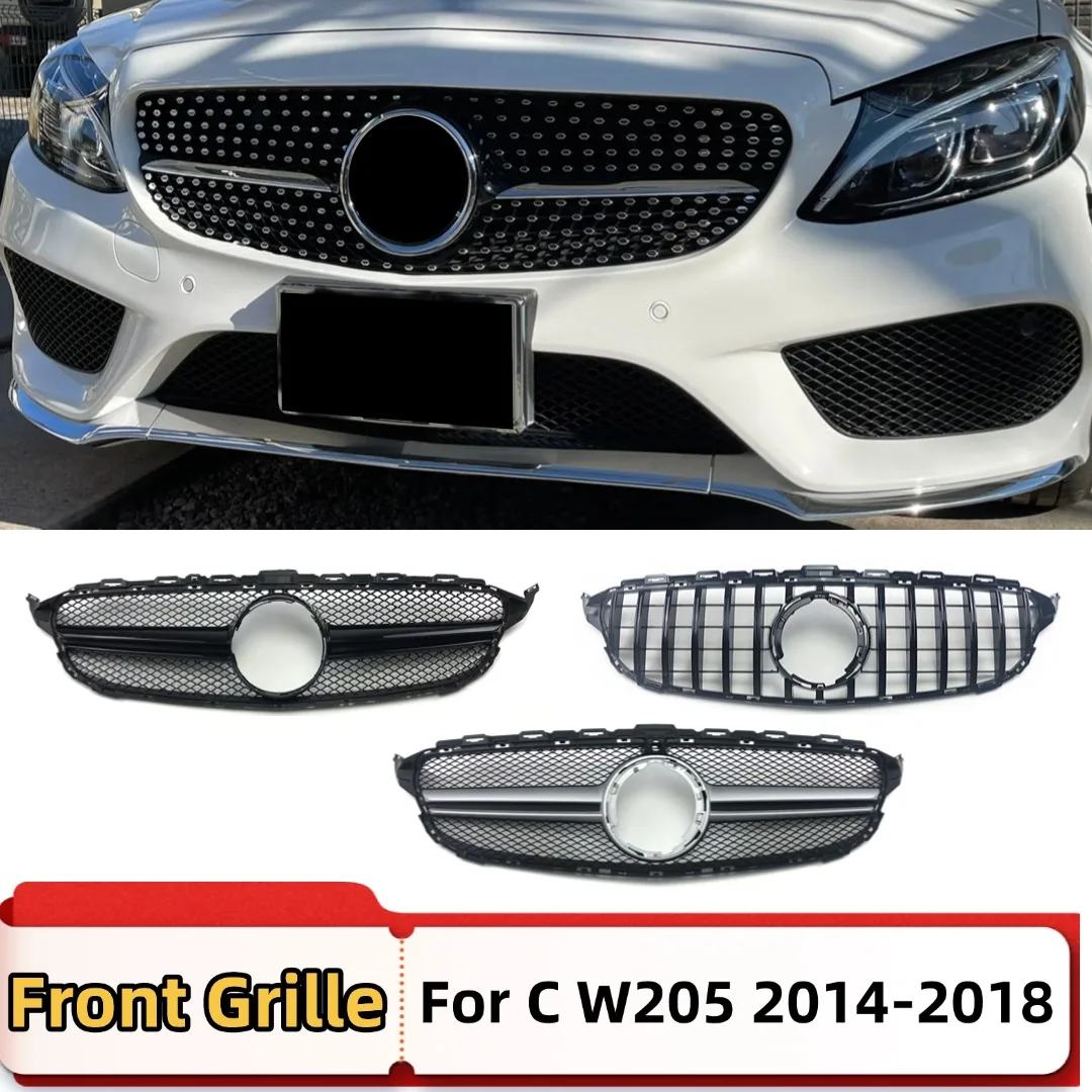 Frontgrill Stoßstangengitter Zubehör Tuning Karosserie-Kit AMG Diamant für Mercedes Benz C-Klasse W205 C205 2014-2018 C260 C250 Image