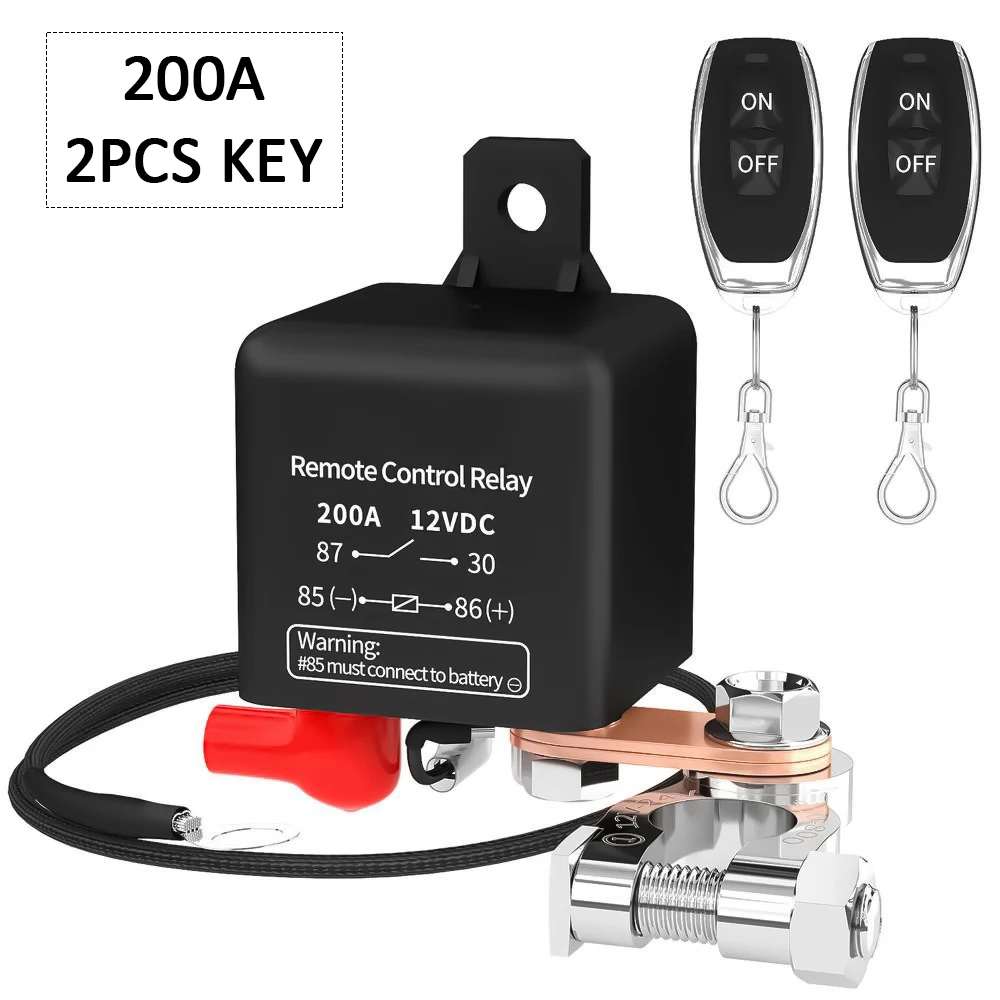12V Fernbedienung Batterieschalter Relais 120/200A Batterietrennschalter Trennschalter Diebstahlsicherung mit Fernbedienungsschalter Image