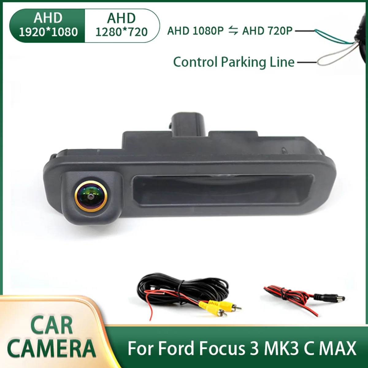AHD 1080P Auto Rückansicht Reverse Stamm Griff Kamera Für Ford Focus 3 MK3 C MAX Wasserdichte Nachtsicht backup Kamera Image