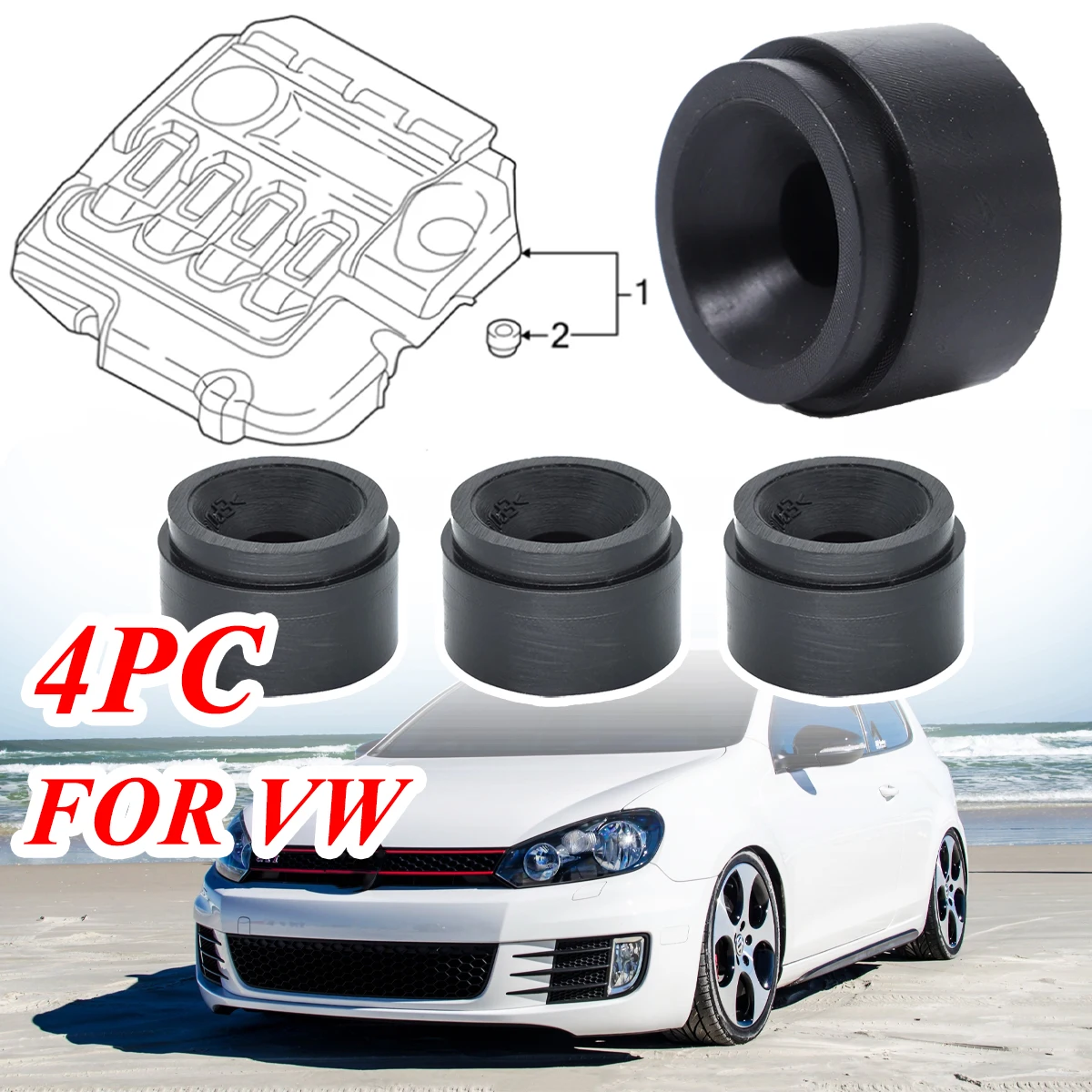 4X Motor Gummi Montage Bush Für VW Golf TDI MK6 Jetta Schutzhülle Unter Schutz Platte Clip Tülle Unterstützung Bungs Schwarz auto Teile Image