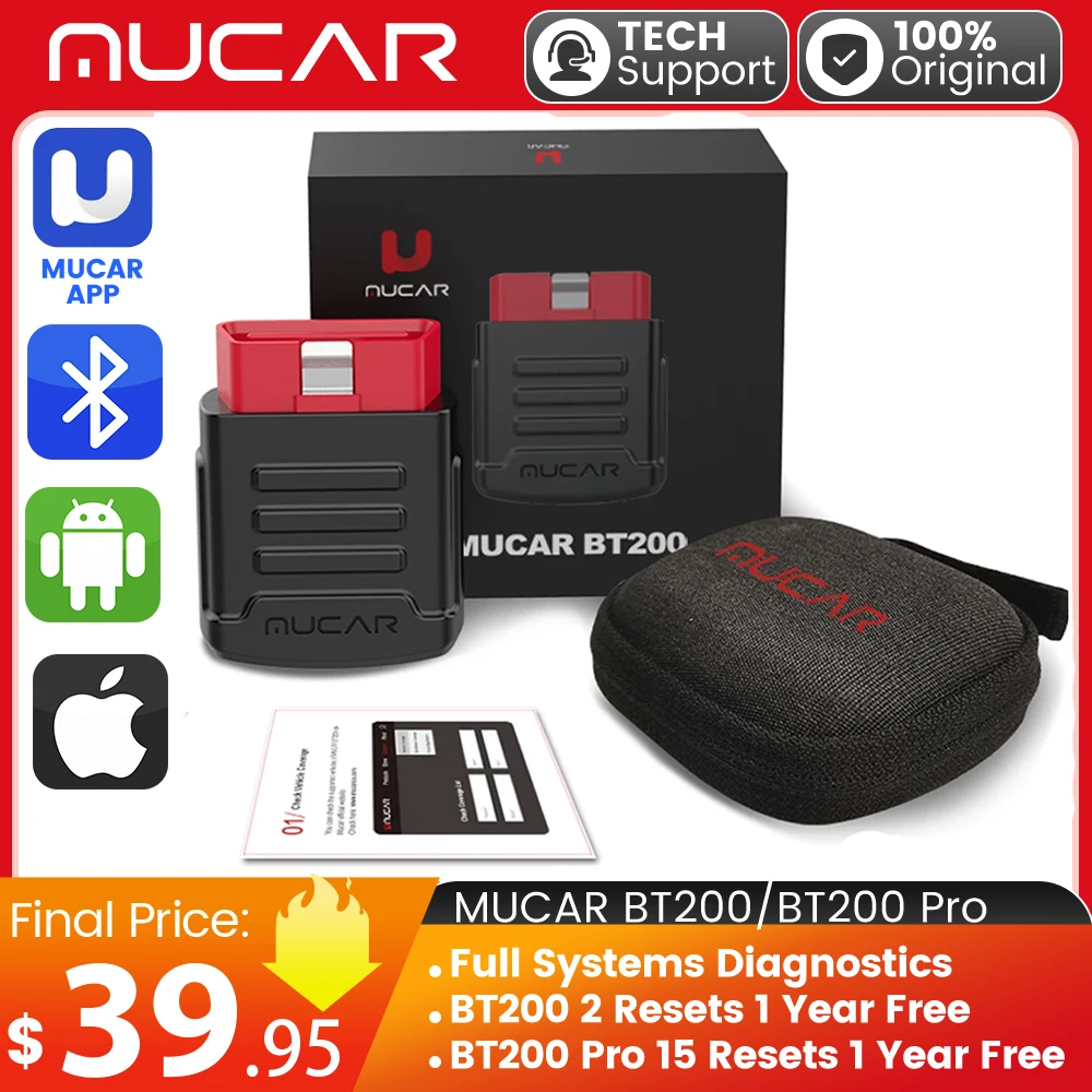 MUCAR BT200/BT200 Pro obd2 diagnose tool vollsystem diagnose öl sas setzt automobil werkzeuge für alle autos zurück Image