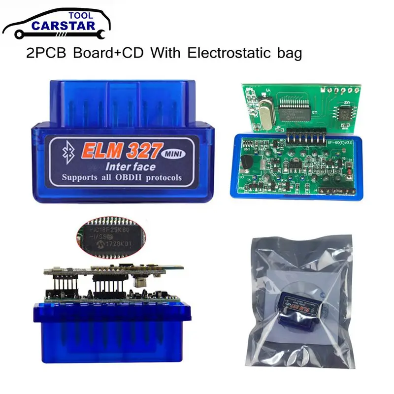Neueste elm327 v3.0 pic18f25k80 elm327 obd2 scanner elm 1,5 bluetooth-kompatibler android/pc elm 1,5 obd2 adapter elm327 v2.0 Image
