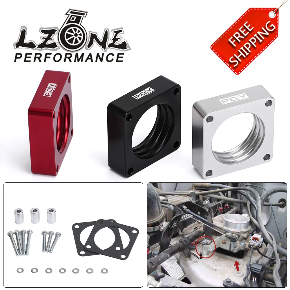 Aluminium-Drosselklappengehäuse-Abstandshalter für 91–06 Jeep Wrangler Cherokee TJ YJ LJ XJ 2,5 l/4,0 l Motorgas mit Dichtung, 2,5 Zoll Erhöhungsverteiler