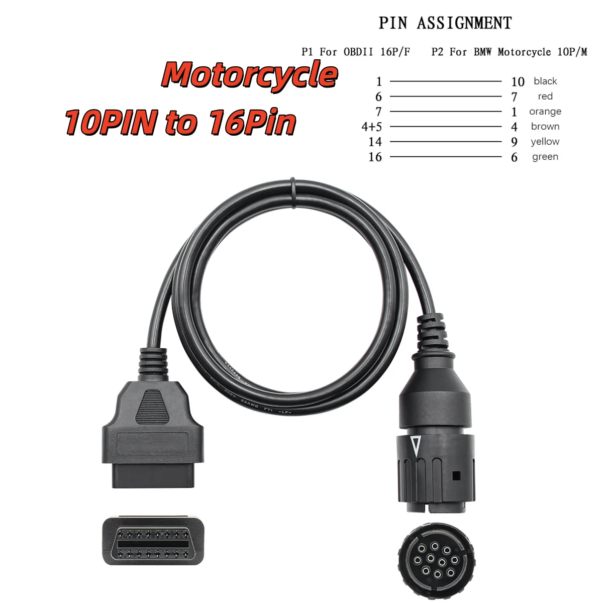 Motorrad 10-Pin zu OBD2 16-Pin Diagnose-Adapterkabel ICOM-D OBD II Anschluss Diagnose-Erweiterungswerkzeug Image