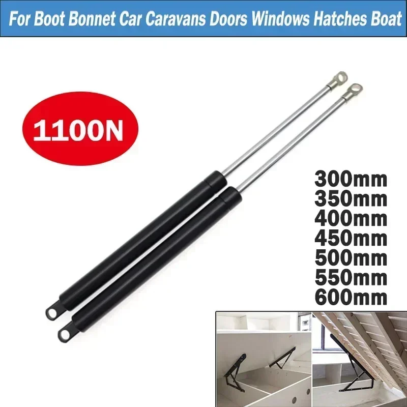 1100N 2 stücke 300-600mm Auto Gasdruckfedern Motorhaube Haube Stamm Heckklappe Schock Lift Strut Unterstützung Bar Gas frühling Bus Bett Lkw Boot Fenster Image