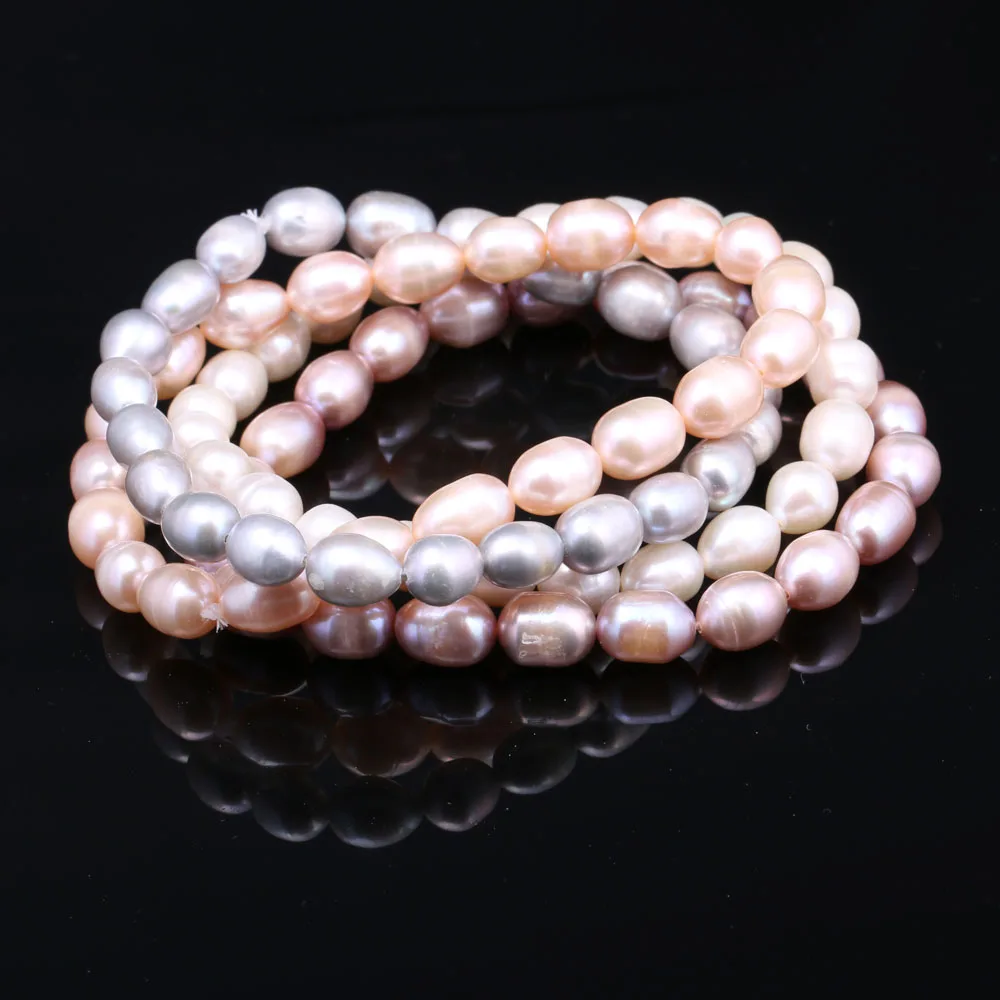 Natürliche barocke Perlenarmbänder, weiß/graue Süßwasserperlen, Schmuck, Geschenke für Frauen, modische Armbänder, 7–8 mm Image