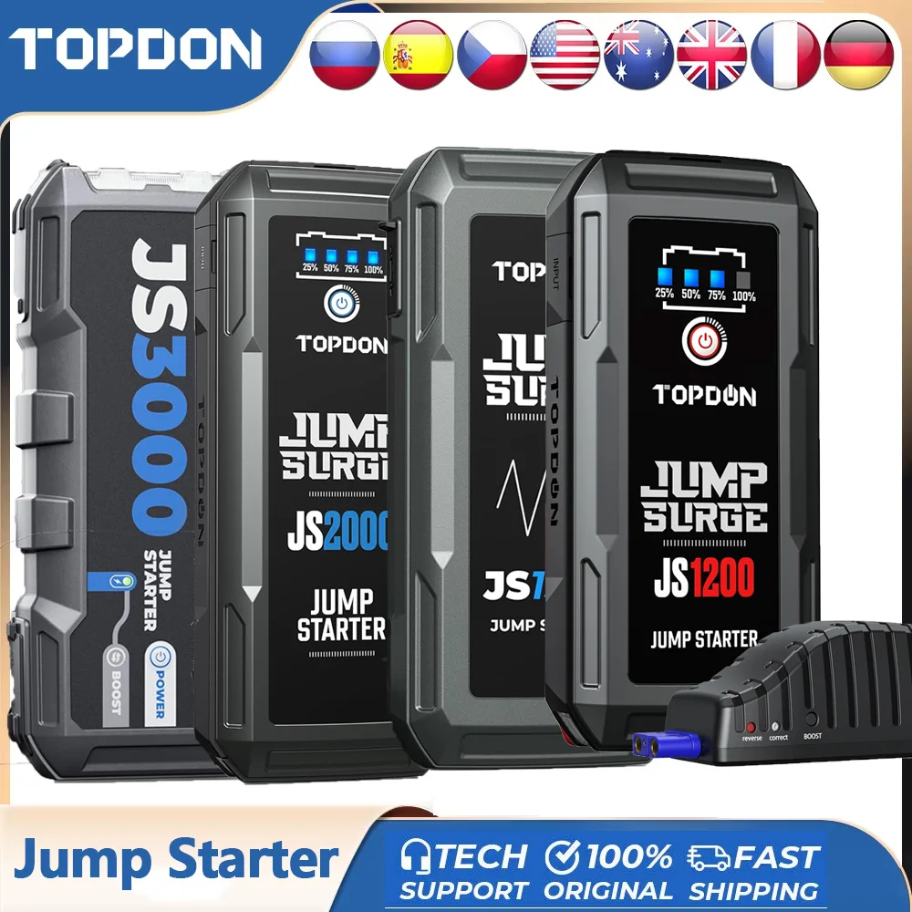 Topdon Starthilfe JS3000/JS2000Pro/JS1200pro 3000A/2500A/1500A/1200A Power Bank 12V Auto Startgerät für Booster Image