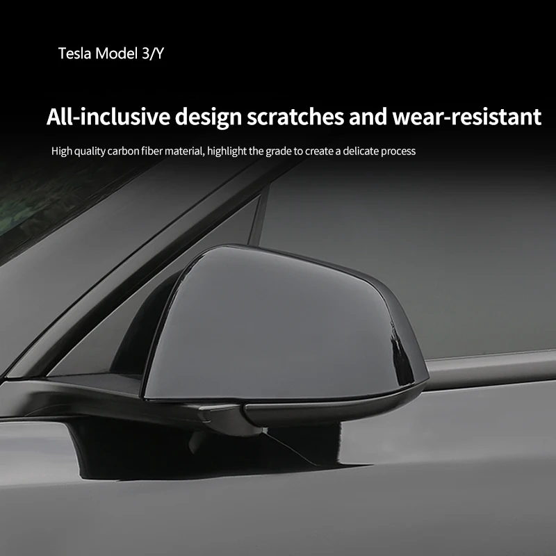 Für Tesla Model Y 2021–2024, helle schwarze Rückspiegelabdeckung, Seitenspiegelschalen, zum Hinzufügen des Rahmens, Ersatzgehäuseschutz Image