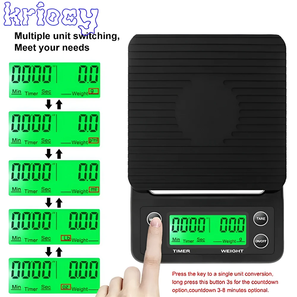 1pc 3kg 5kg Tropf Kaffee Skala mit Timer Tragbare Elektronische Digitale Küche Waage Hohe Präzision LCD elektronische Waagen Image