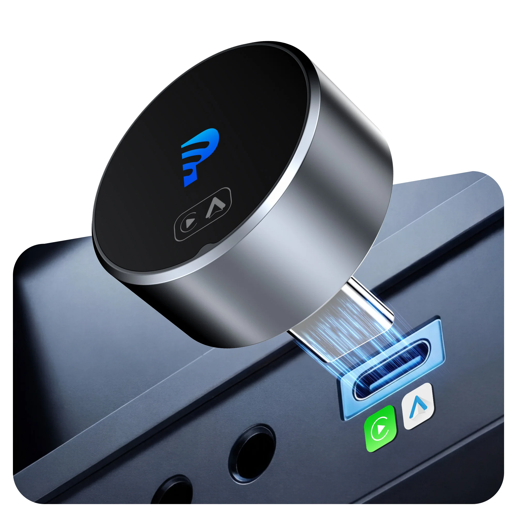 Getpairr MINI Wireless Carplay Adapter Android Auto Doppel WIFI Auto Reconnect Plug & Play Unterstützt Zwei Telefone Für Volvo Benz Kia Image