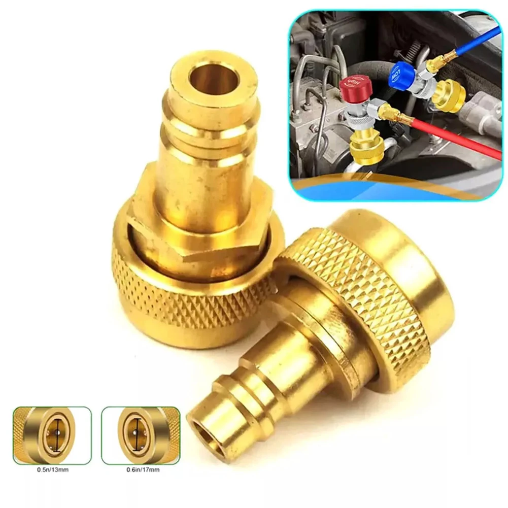2PCS A/C Messing Für R134A Zu R1234YF Conversion Kit, Schnell Adapter Einstellbare High Low Druck Stecker Adapter Image
