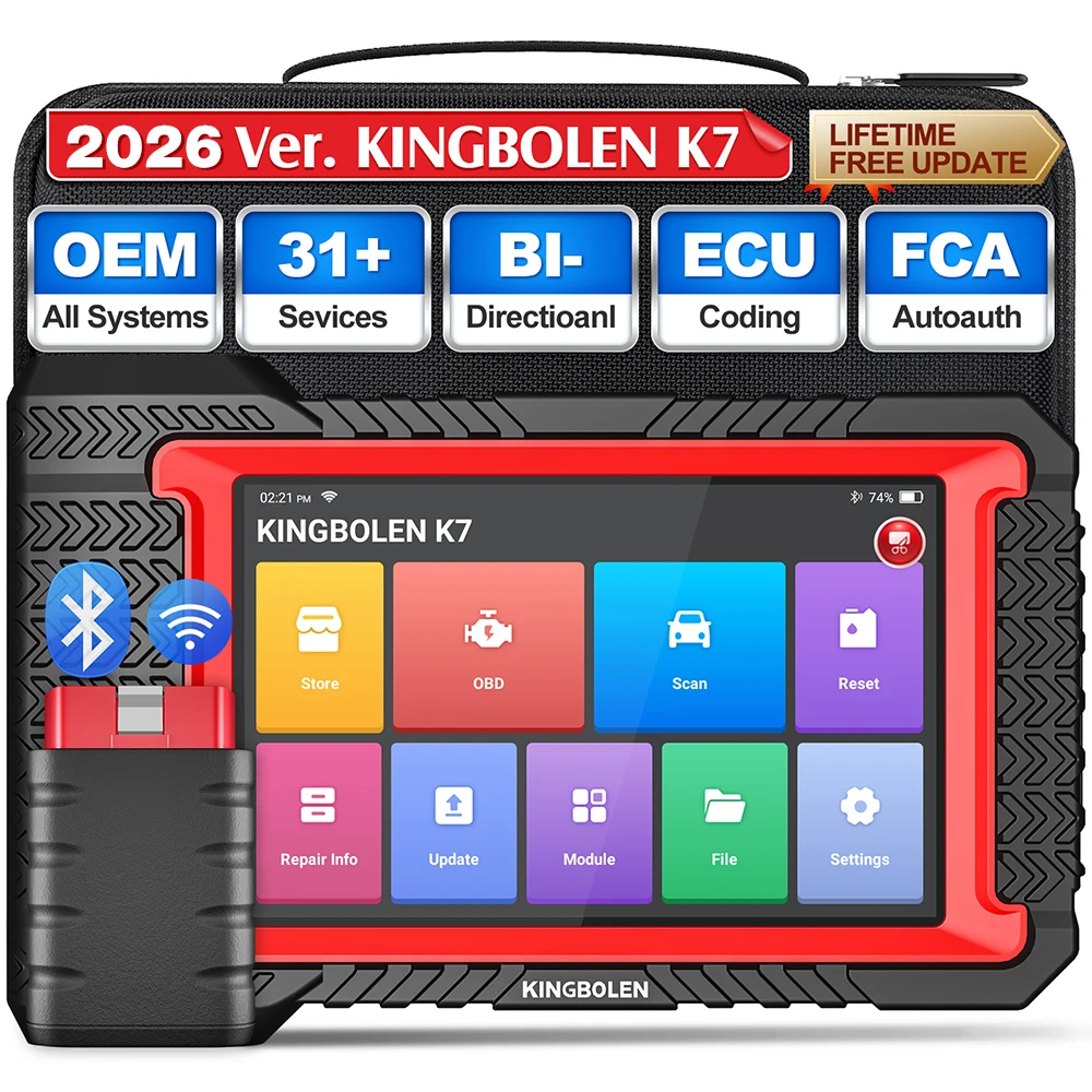 【Kostenlose Updates】 2026 Neues KINGBOLEN K7 Auto-Diagnosegerät CANFD OBD2 Scanner für Alle ECU-Systeme mit Codierung Bidirektionaler Scan 28 Reset-Funktionen Image