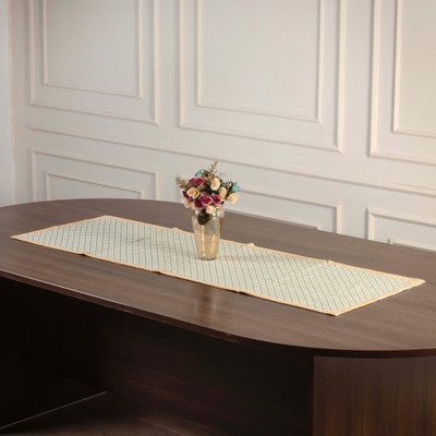 'Geometric Vine-Themed Hand-Block Printed Cotton Table Runner'