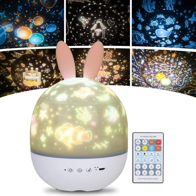 Lampada Proiettore Stelle Luce Notturna Per Bambini, Rotazione A 360°, Luce Notturna Musicale + Timer + Telecomando + 6 Colori, Luce Notturna A Led Con Cielo Stellato Per Compleanno, Natale [classe En